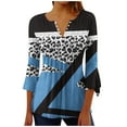 thumbnail image 1 of Blusas de Algodón para las Mujeres Impresas 3/4 Mangas V-Cuello Camiseta, Blusa de Algodón de Imitación Casual para las Mujeres, 1 of 5