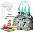 thumbnail image 4 of Green Boston Terrier and Flower Drawstring Lunch Bag Women - Drawstring Lunch Bag Insulated for Work Office - Stain-Resistant Large Lunchbags for Women with Multi-Pockets, 4 of 6