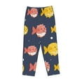 thumbnail image 4 of Disketp Cute Puffer Fish Print Women'S Comfy Pajama Pants Casual Drawstring Palazzo Lounge Wide Leg Pants, 4 of 9