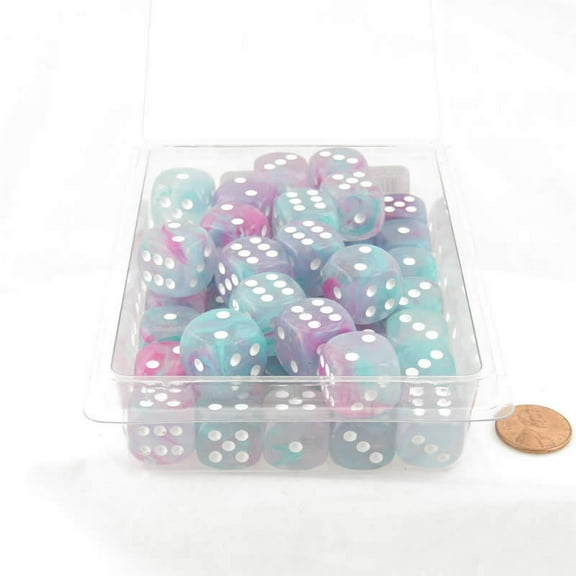 Wisteria Nebula Dice Luminary with White Pips 16mm (5/8in) D6 Set of 50 Wondertrail