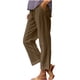 thumbnail image 5 of Karight Cotton Linen Pants for Women Summer High Waist Elastic Straight Leg Pant Casual Loose Solid Lightweight Beach Trousers, 5 of 8