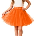thumbnail image 2 of ZHOGXU Big Kids Girls Skirt Elastic Waist Solid Color Comfortable Stylish Mesh Tutu Skirts For Carnival Party And Daily Wear Orange One Size, 2 of 4