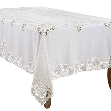 

Fennco Styles Elegant Lace Design Tablecloth 67 x 155 Inch - White Vintage Table Cover for Everyday Use Banquets Weddings Holidays and Special Occasions