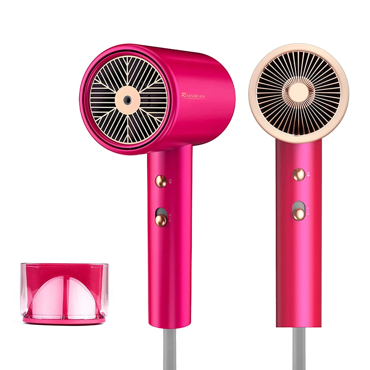 VIPMOON 1800W Water Ionic Hair Dryer, Blow Dryer with Magnetic Nozzle, 2 Speed and 3 Heat Settings, Powerful Low Noise Fast Drying Travel Hair Dryer for Home, Travel and Salon, Pink
