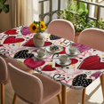 thumbnail image 3 of Romantic Love Table Cloths for 4 Foot Rectangle Tables, Valentine's Day Stars Heart Cartoons Beige Patio Waterproof Elastic Fitted Tablecloths, Washable Rectangular Table Cover for Camping, 3 of 8