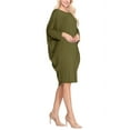 thumbnail image 2 of Women's Plus Size Round Neck Draped Side 3/4 Dolman Sleeves Dress, 2 of 4