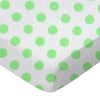 SheetWorld Fitted 100% Cotton Percale Play Yard Sheet Fits BabyBjorn Travel Crib Light 24 x 42, Neon Green Polka Dots