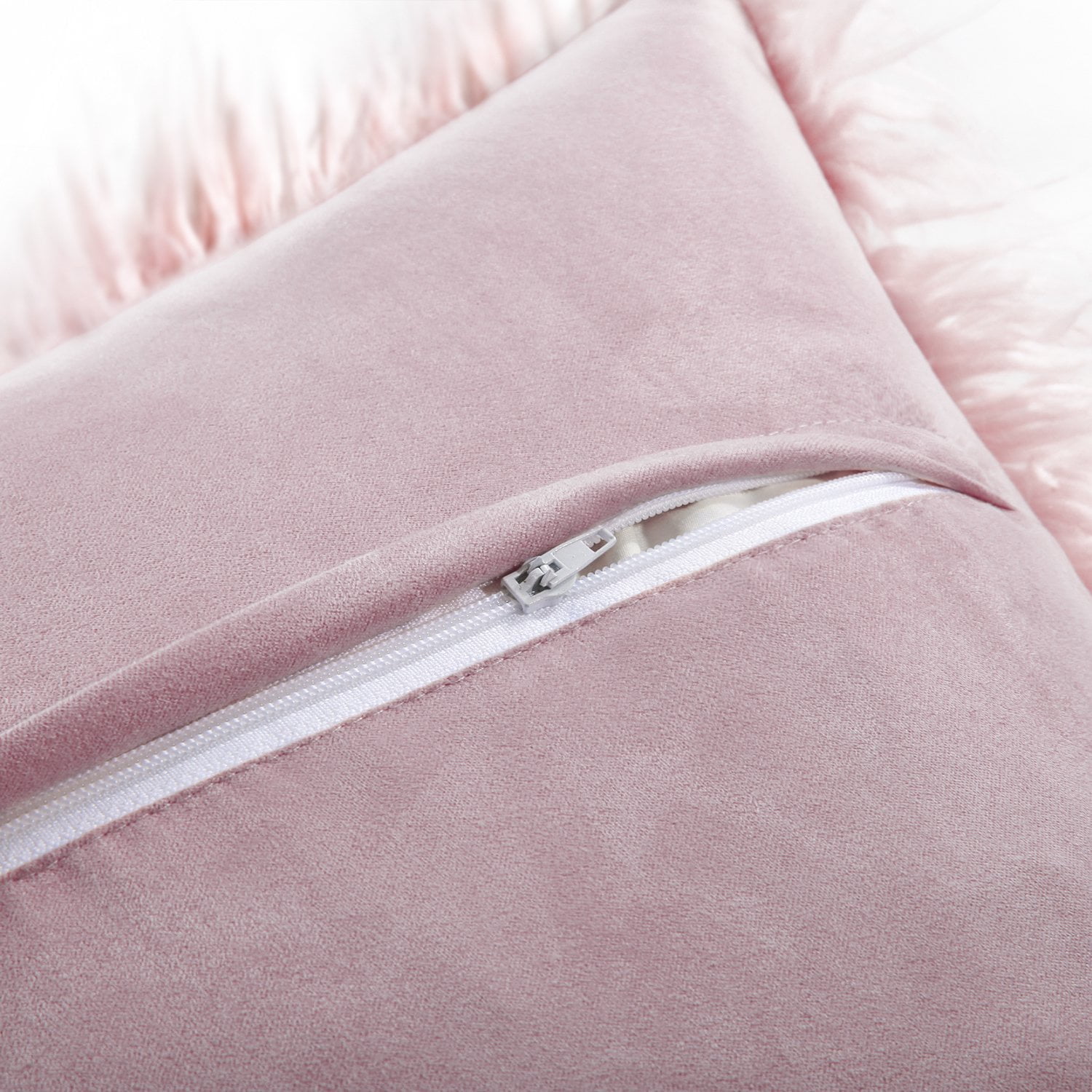 Phantoscope Merino Style Faux Fur Series Decorative Throw Pillow Cover, 18" x 18", Pink, 2 Pack