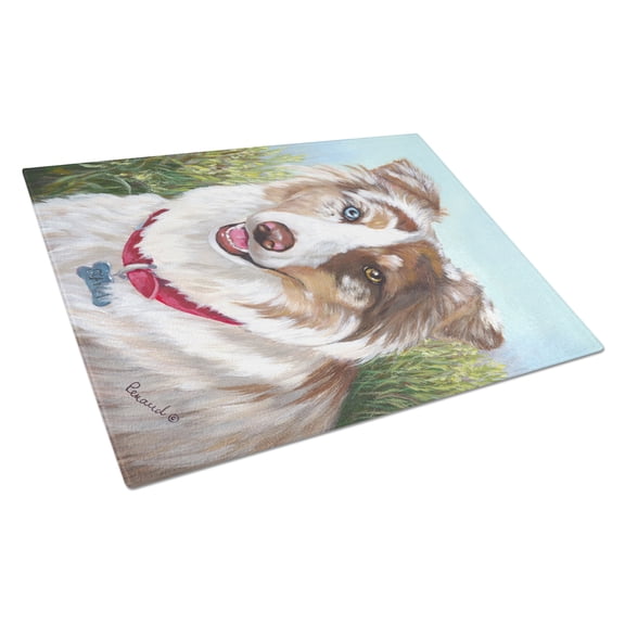 Carolines Treasures PPP3009LCB Australian Shepherd Scarlet Glass Cutting Board Large, 12H x 16W, multicolor