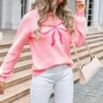 thumbnail image 6 of Sweaters for Women Plus Size Long Sleeve Round-Neck Bow Tie Knitted Sweater Pink S, 6 of 6