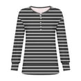 thumbnail image 5 of Hrsba Women V Neck Long Sleeve Slim Fitted Buttoned Striped Print Pullover for Fall and Winter, 5 of 5