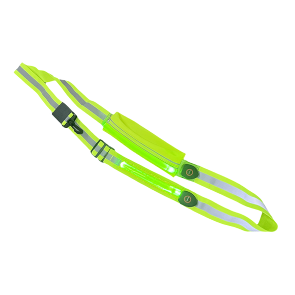 LED Reflective Belt Sash with Phone Holder, High Visibility Reflective Running Gear Rechargeable Light Up Safety Lights