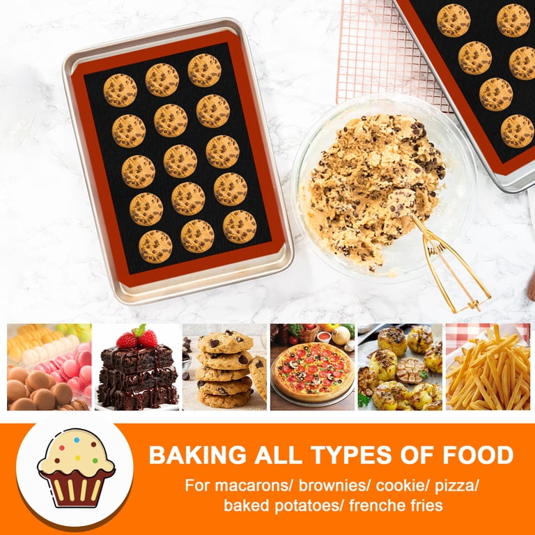 Silicone Baking Mat Set - 2 Perforated & 2 Solid Non-Stick Mats, Professional Airflow Control For Macarons, Cookies, Bread, Oven & Air Fryer Safe