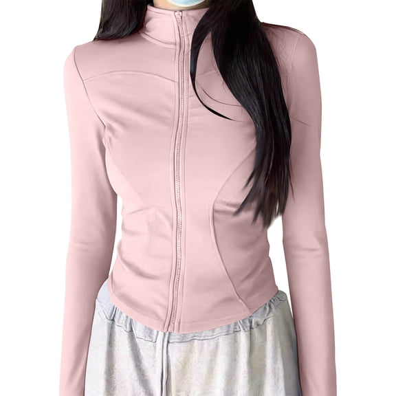WMTBSRSW Women's Petite UPF 50 Sun Shirts Athletic Protection SPF UV Jackets Long Sleeve Full Zip Lightweight Workout Jacket Pink Large