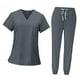 thumbnail image 5 of Conjunto exfoliante femenino, ropa de trabajo de enfermera, escote en V, Top profesional lavable a máquina y XL Yuyangstore Blusa y pantalones médicos, 5 of 8