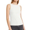 thumbnail image 2 of Womens Sleeveless Racerback High Neck Casual Basic Cotton Ribbed Fitted Tank Top with High Round Neck and Slim Fit White S, 2 of 6