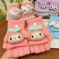 thumbnail image 4 of Sanrio Kuromi Gloves Fall/Winter Warm Melody Anime Figure Coral Velvet Warm Outdoor Five-Finger Cute Doll Gloves Gifts, 4 of 14