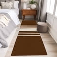 thumbnail image 4 of 2'x6' Rug Runners for Hallways Kitchen, Brown Beige Striped Non Slip Entryway Beside Floor Carpet Runner, Modern Farmhouse Retro Lines Washable Laundry Room Bedroom Throw Rugs Mat for Family Pet, 4 of 8