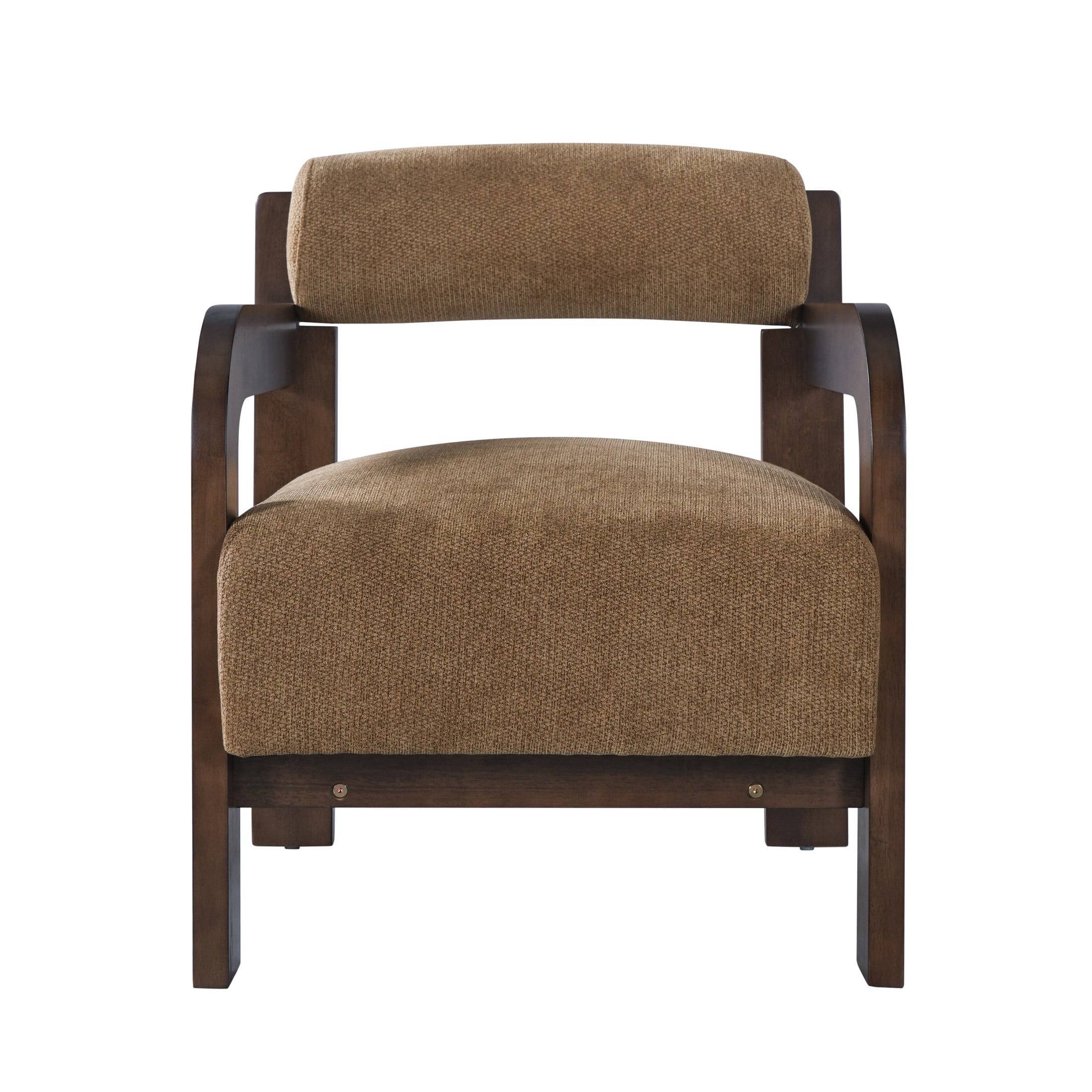 Christopher Knight Home Modern Upholstered Accent Chair, Curved Wood Arms with Thick Cushion, Camel, Set of 2
