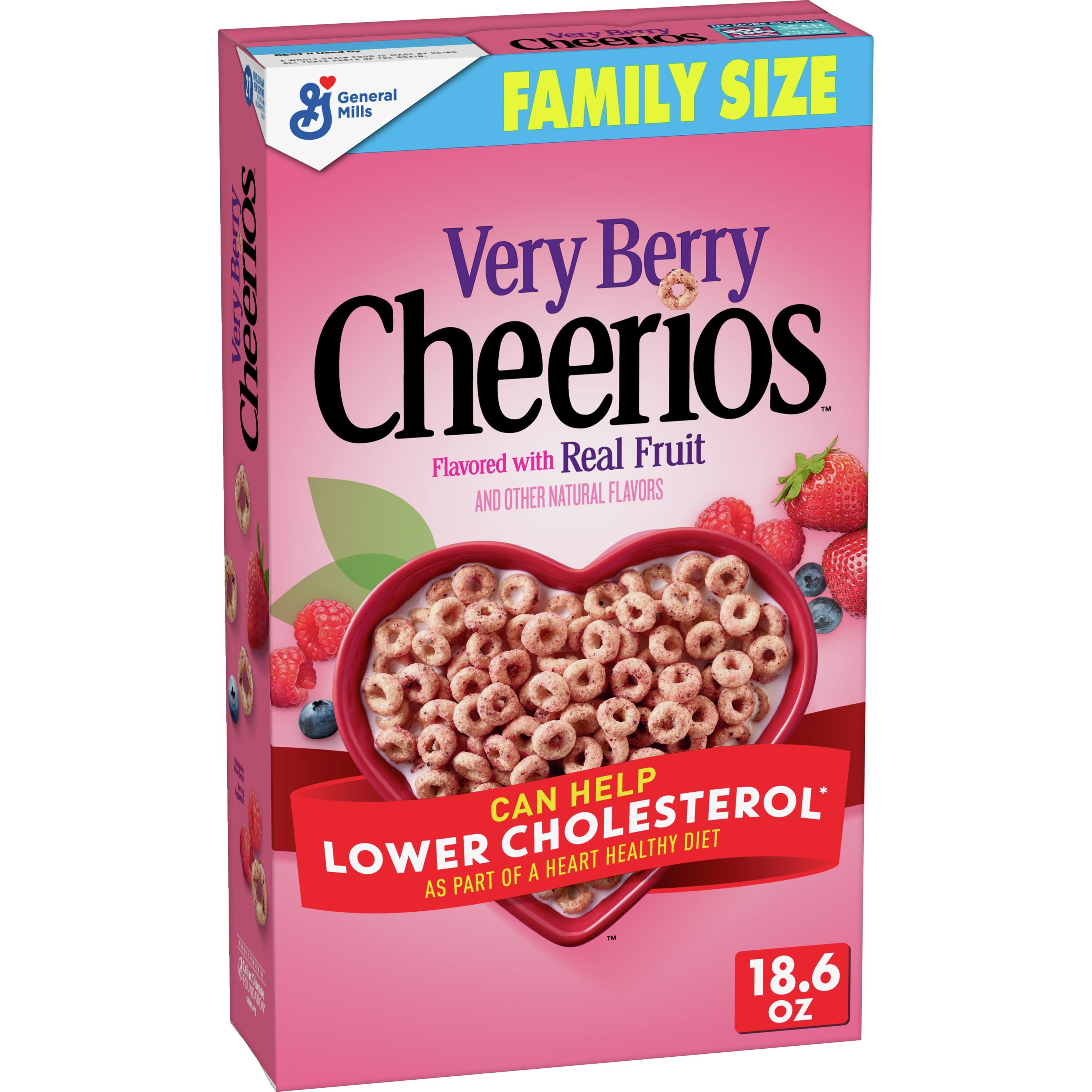 Very Berry Cheerios, Heart Healthy Cereal, 18.6 OZ Family Size Box