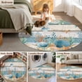 thumbnail image 5 of Round Rug 5Ft Washable Non-Slip, Vintage Blue Coastal Circle Area Rugs for Living Room Bedroom, Summer Beach Starfish Shell Coral Nautical Indoor Floor Mats Carpet Runner for Home Decor Aesthetic, 5 of 8