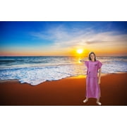 Elegantoss Changing Bath Robe Towel Teen Cotton Surf Beach Hooded Poncho with Pocket, Pink