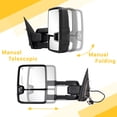 thumbnail image 3 of Towing Mirrors Compatible with 2014 2015 2016 2017 2018 Chevy Silverado GMC Sierra 1500 2500 HD 3500 HD with Power Glass LED Arrow Turn Signal Backup Lamp Running Light Heated Extendable Pair Set, 3 of 7