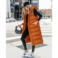thumbnail image 2 of FreshPretty Long Puffer Vest Women Quilted Hooded Button Down Zip Up Sleeveless Vests Outerwear Padded Jacket Fall Winter Coat, 2 of 6