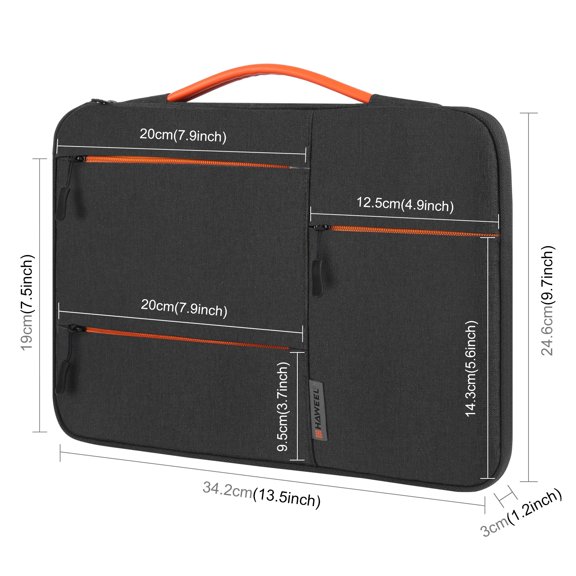 Yajisi 13 Inch Laptop Sleeve Case 4-Layer Waterproof Notebook Bag with Handle for MacBook Air Pro Surface Dell XPS, Black