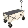 thumbnail image 3 of DUOSONG Folding Wagon, Heavy Duty Utility Beach Wagon Cart For Sand With Big Wheels, Adjustable Handle&Drink Holders For Shopping, Camping,Garden And Outdoor Antique White+Gray Steel Garden & Outdoor, 3 of 11