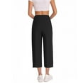 thumbnail image 3 of ZHYou Pants for Womens,High Waisted,Cropped,Wide Leg,Baggy Trousers with Side Slits,Black,Size XL, 3 of 7