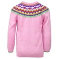 thumbnail image 4 of Cyndeelee Girls Long Sleeve Knit Pullover Christmas Sweater Crewneck Holiday Sweater Shirt (Multicolored Yoke/Pink, 2T), 4 of 5