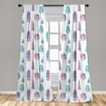 thumbnail image 4 of Ambesonne Hawaiian Curtains, Tropical Monstera Fern Art, Pair of 28"x63", Turquoise Pale Purple, 4 of 4
