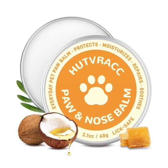 Lick-Safe Dog Paw and Nose Balm with Coconut Oil & Shea Butter for Winter Road Salt & Cold Weather | All-Natural Moisturizer & Soother for Dry, Cracked Pads, Snout & Elbows (2.1 oz / 60 g)