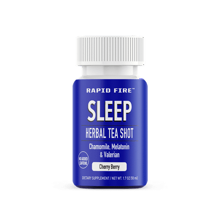 Rapid Fire Sleep Herbal Tea Shot, Chamomile, Melatonin, Valerian Root, Cherry Berry flavor, 1.7 oz. (7 Count)