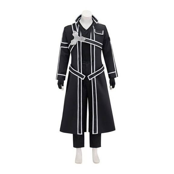 Men's Futuristic Warrior Coat - Black & White Sci-Fi Long Coat with Silver Accents