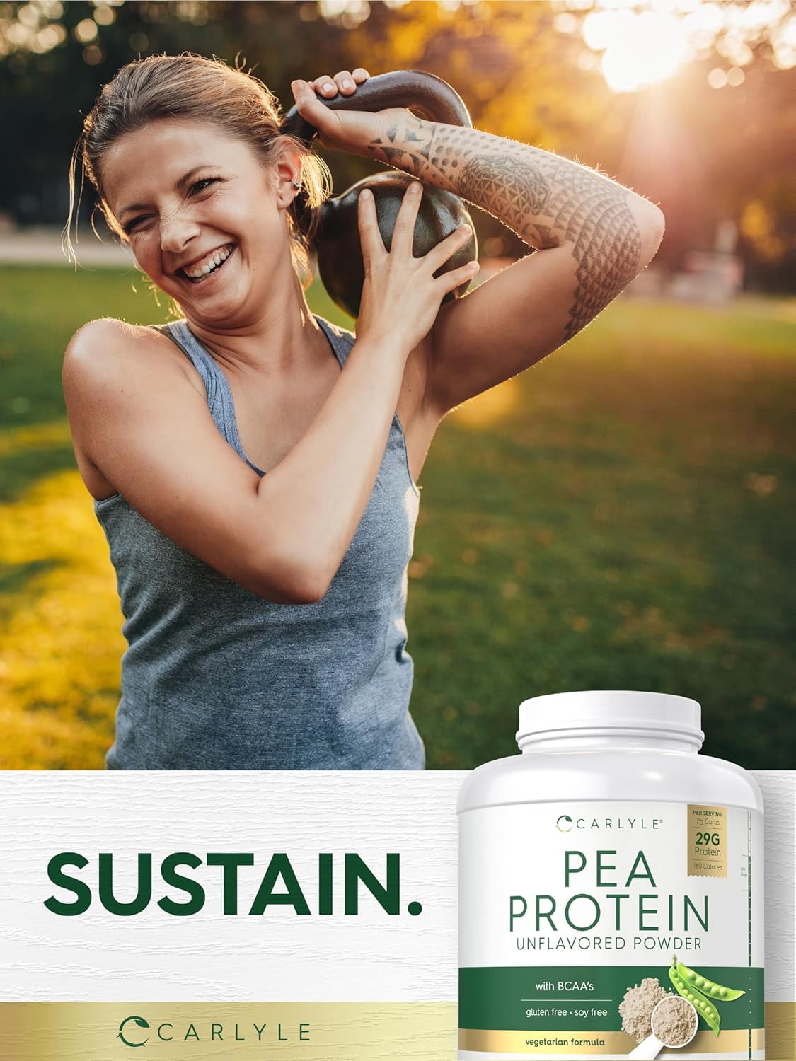 Pea Protein Powder 7lb | Unflavored | 29g Protein Powder for Men and Women | by Carlyle