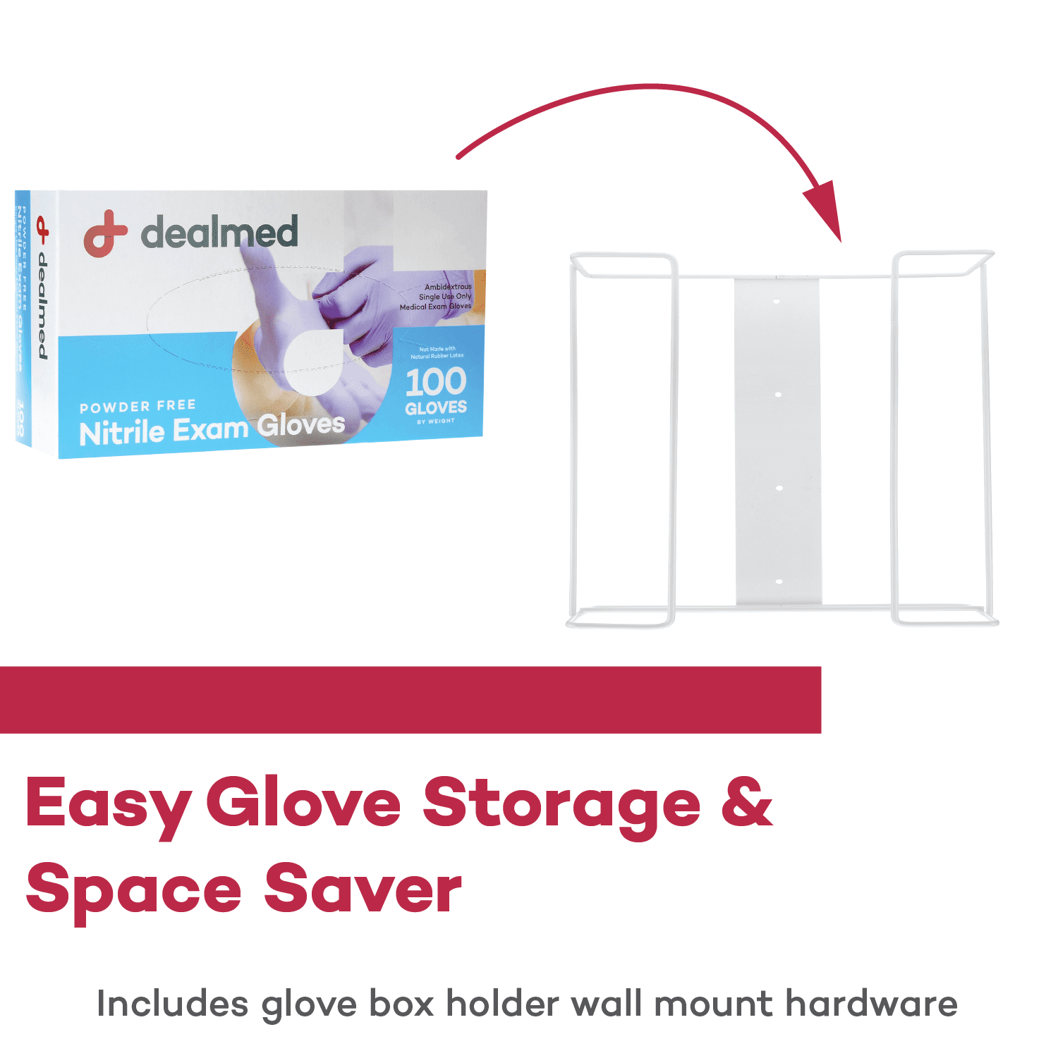 Dealmed Triple Glove Box Holder – Holds Medical Exam Gloves, Disposable Gloves, Nitrile Exam Gloves, Latex Gloves, Powder Coated Steel Vertical Wire with Open Design