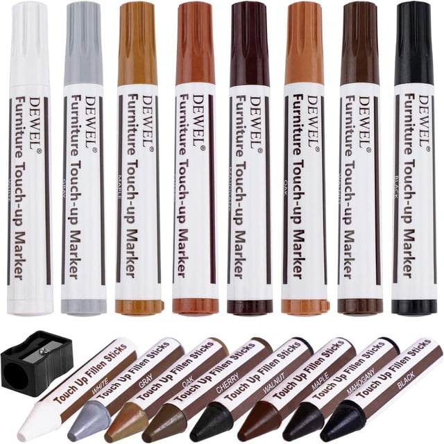 Kit de reparación de muebles DEWEL Touch Up Wood Scratch, juego de 17