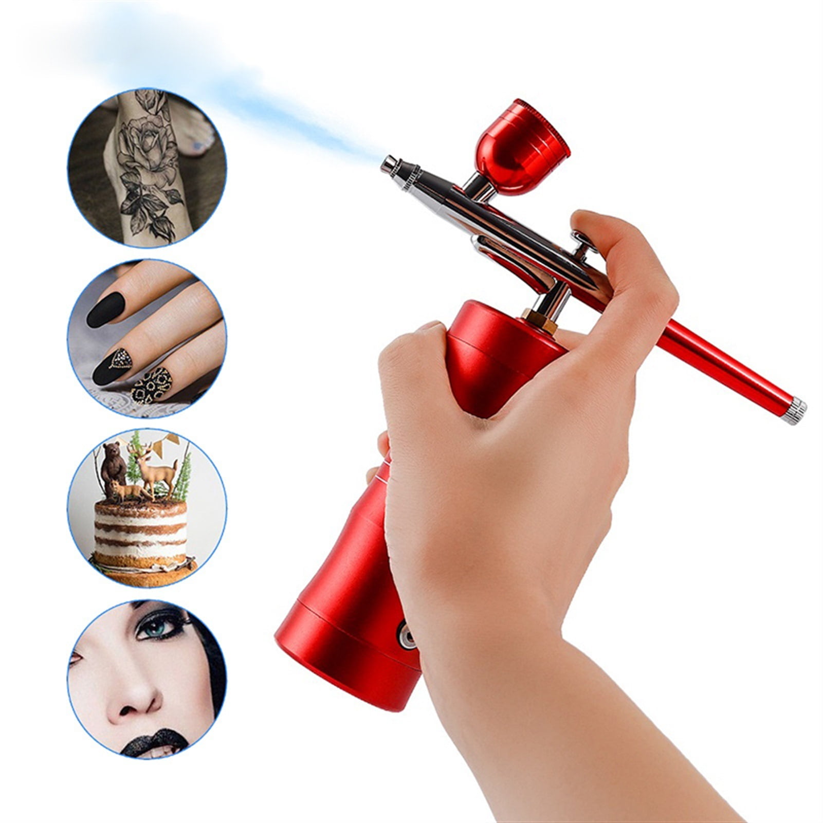 Double USB Charge Protable Airbrush Air Compressor Spray For Gun Cake Nail Art Face&amp;Body Tattoo Make Up Paint Sprayer