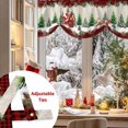 thumbnail image 5 of Christmas Tie Up Valances Curtain, Sled Cottage Snowflake Trees Plants Linen Red Adjustable Rod Pocket Short Window Treatment Tie Up Curtains Valances for Kitchen Living Room Bathroom 54x18 In, 5 of 9