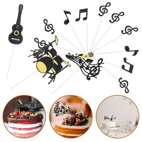 OUNONA Musical Birthday Cake Toppers Paper Decorations for Parties and Events 5 Designs