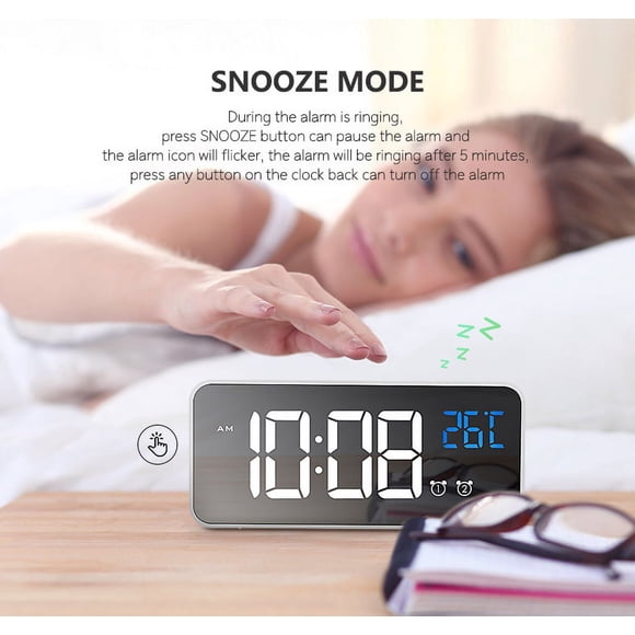 ShenMo 1 Pce [Rechargeable] Horloge Électronique Créative Multifonction Silencieuse à Miroir LED Réveil