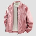 thumbnail image 2 of USNSM Men's Vintage Lightweight Suede Jacket Casual Fashion Pockets Zipper Lapel Jacket Windproof Warm Long Sleeve Hoodless Leather Jacket Pink XXXL, 2 of 7