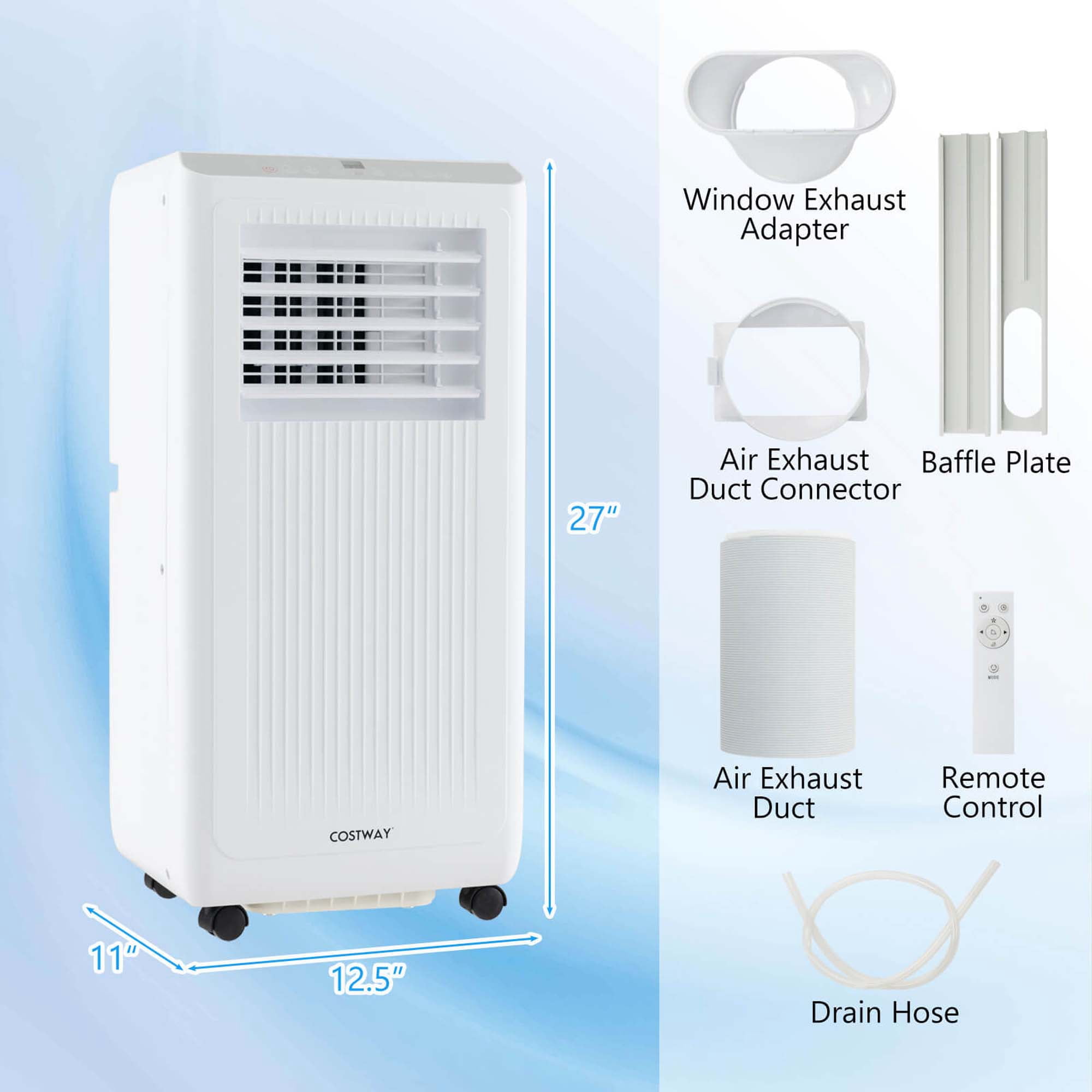 Costway 10000 BTU (6500 BTU DOE) 350 sq ft Portable Air Conditioner, White