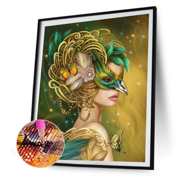 Cuadros Decorativos Pintura de diamante 5D DIY Mujer enmascarada Taladro redondo completo Imagen de diamantes de imitación Sywqhk Nuevos Originales