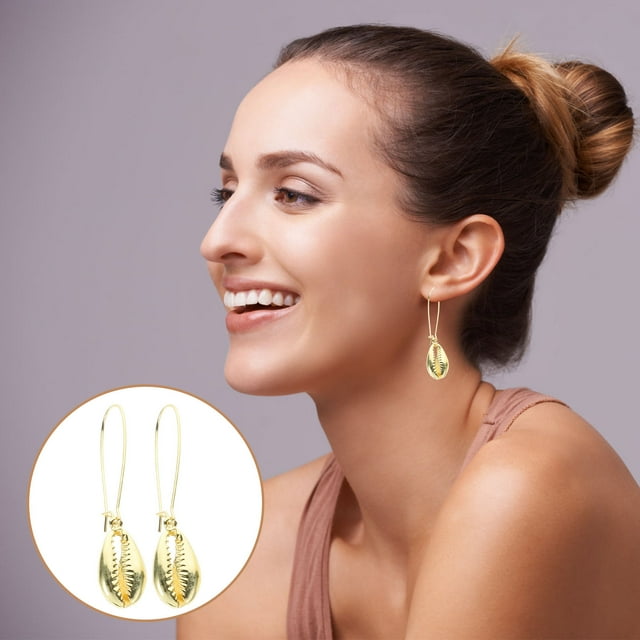 Raindrops Aretes De Concha Dorados Estilo Bohemio Con Náutico Para Mujer