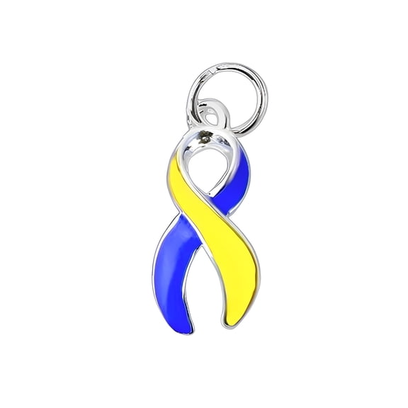 Bulk Blue & Yellow Ribbon Awareness Charms (25 Charms)