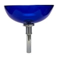 thumbnail image 6 of Renovator's Supply Blue Tempered Glass Vessel Sink with Drain and Mounting Ring, 6 of 10