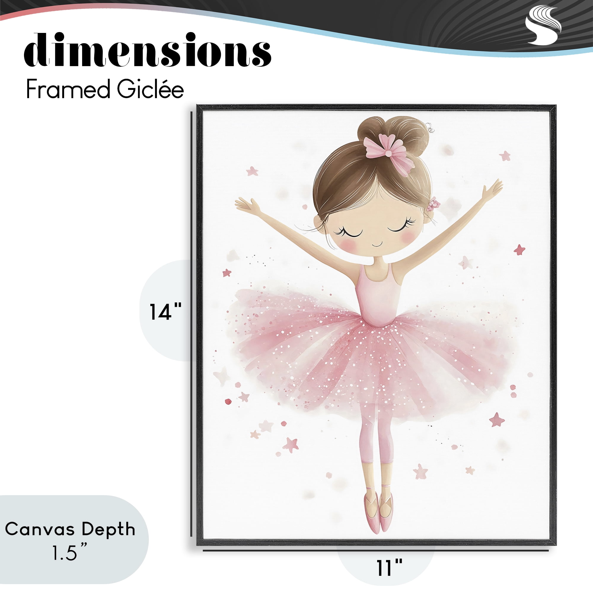 Stupell Industries Graceful Ballerina Pose Black Framed Giclee Art, design by Creative Studio